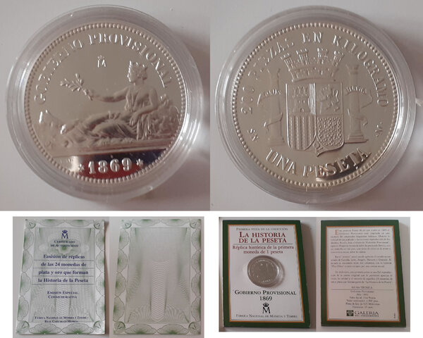 Réplica 1 peseta 1869 plata 925
