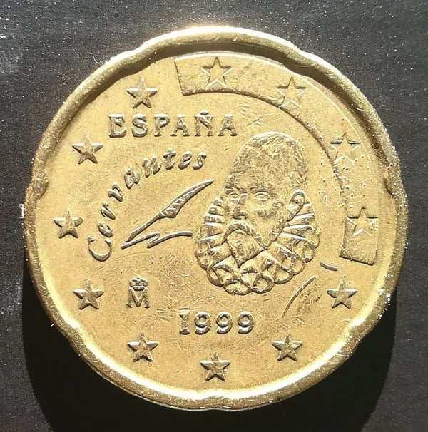 Moneda de 20 céntimos España año 1999