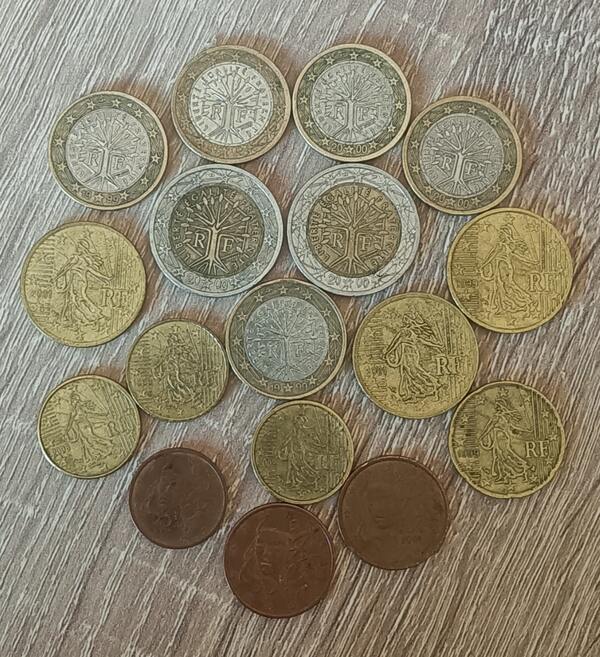 Lote monedas Francia(1999-2002)2€/ 1€/0.50/0.20/0.10/0.05/0.02/0.01