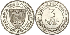 3 reichsmark (700 Años de Libertad para Lübeck)