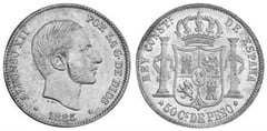 50 céntimos de peso (Periodo Colonial Español)