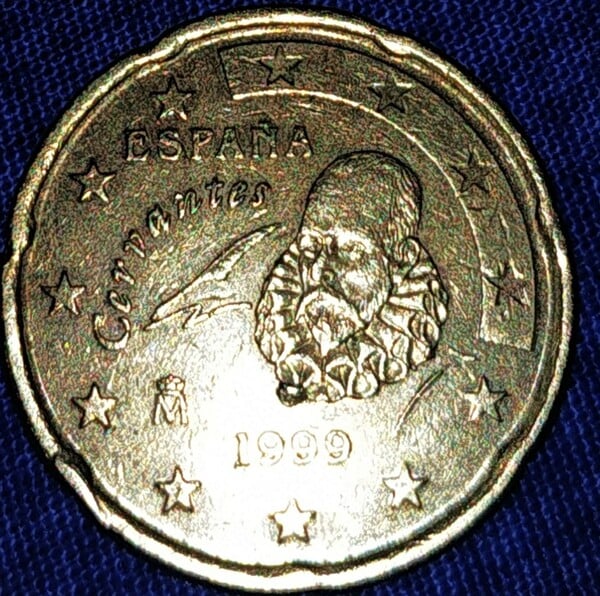 Moneda 20 centimos España 1999 exceso de metal
