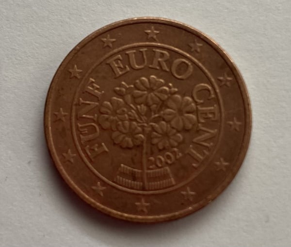 Moneda 5 céntimos Austria 2002