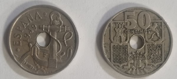 Monedas de 50 centimos del año 1949