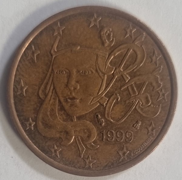 Moneda de 5 centimos de Francia del 1999