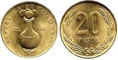 MONEDA DE 20 PESOS 1982-1989 DE COLOMBIA