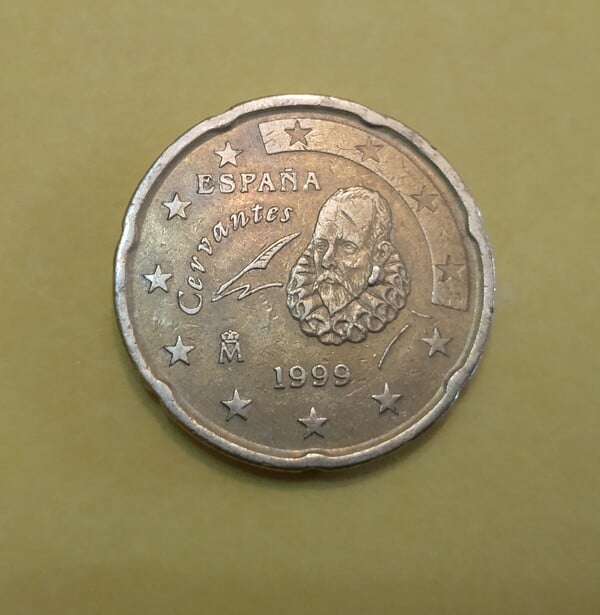 moneda 20 céntimos España 1999(exceso de material)