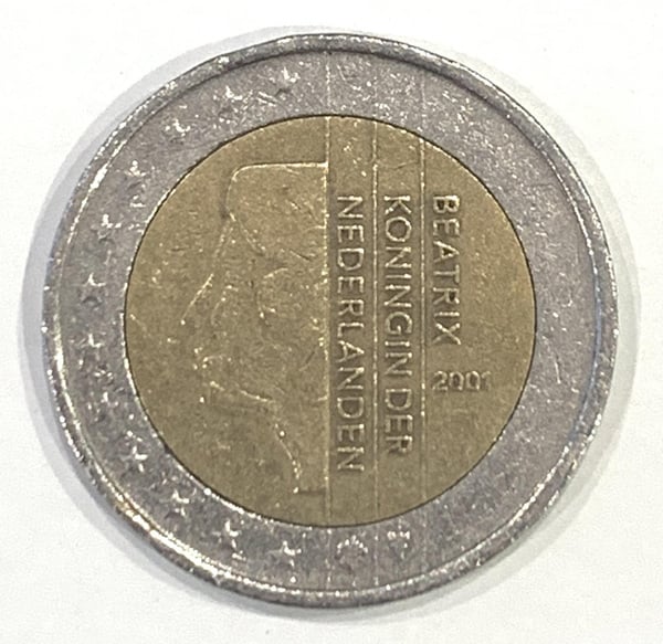 Moneda Dos Euros (2€) Beatrix Koningin 2001 Países Bajos