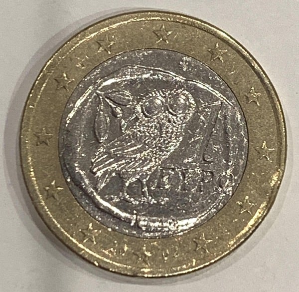 Moneda Un Euro (1€) Búho 2002 Grecia