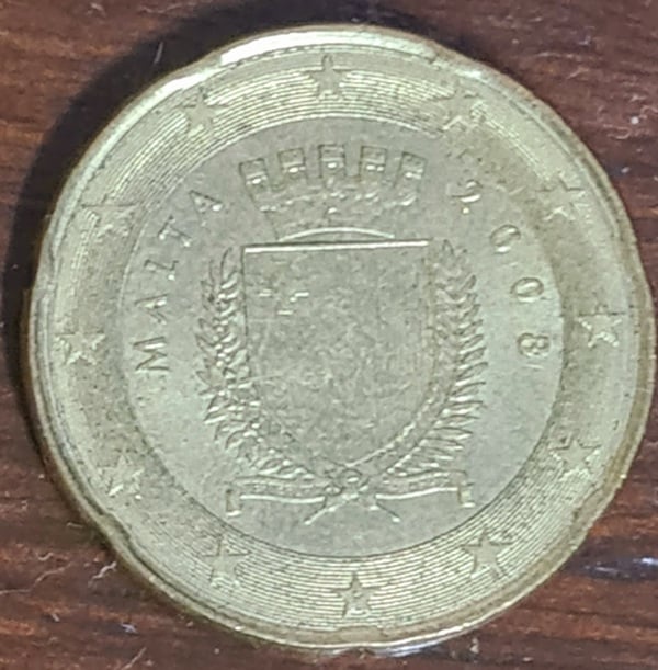 Moneda 20 céntimos Malta 2008