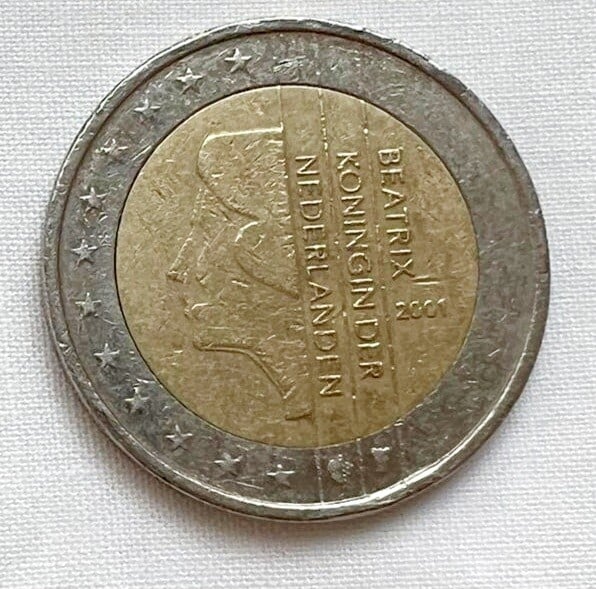 Moneda 2€ Beatrix Koningan der Nederlan 2001