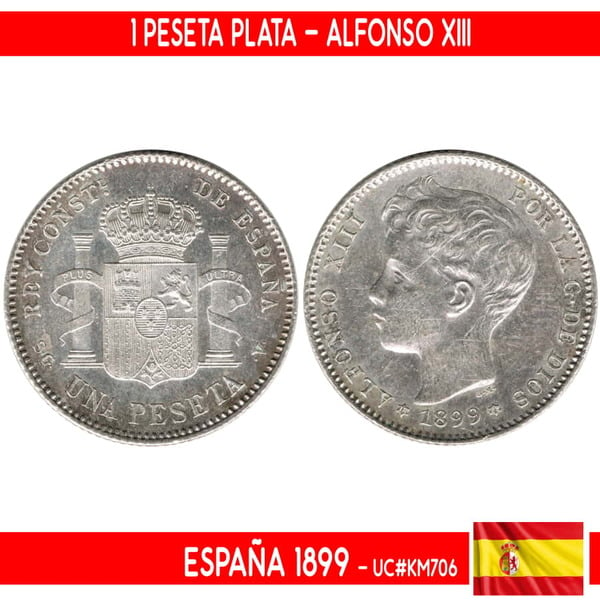 B0966.1# España 1899. 1 pts Plata Alfonso XIII (MBC) UC#KM706