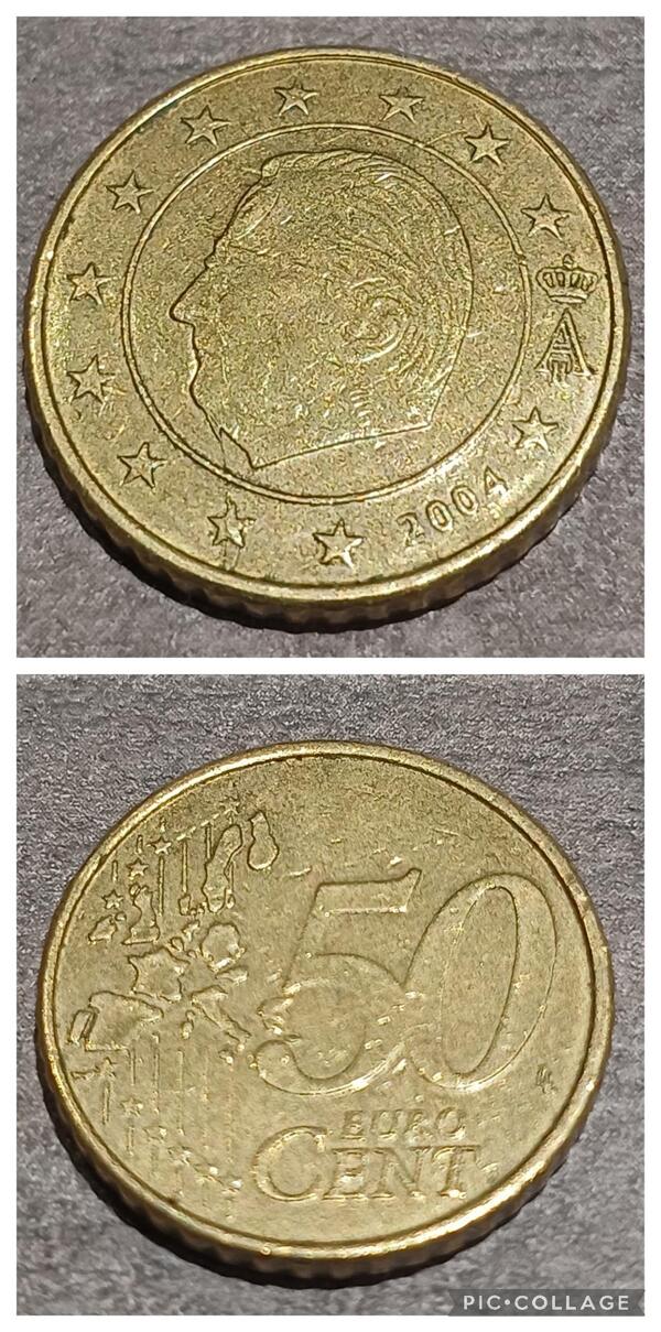 50 Centimos Belgica 2004 con errores