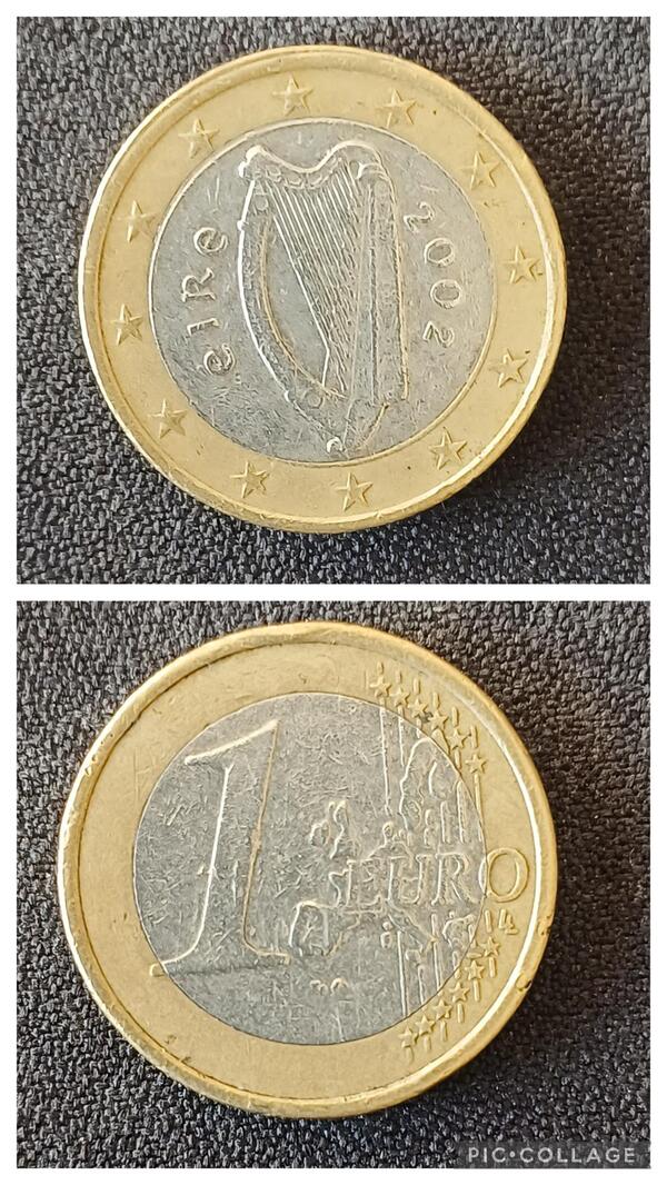 1 euro Irlanda 2002 con errores
