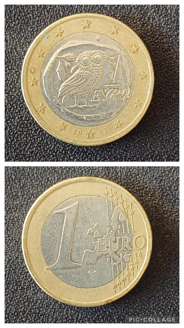 1 euro Grecia 2002 Buho de la suerte  con 