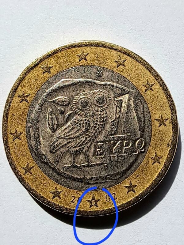 1 € Grecia 2002 con la S