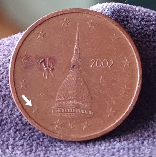 Moneda de 2 centimos Italia 2002