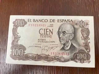 Billete de 100 pesetas 17 de noviembre de 1970 Manuel de Falla