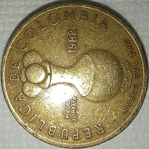 Poporo Quimbaya moneda de 20 pesos 1982