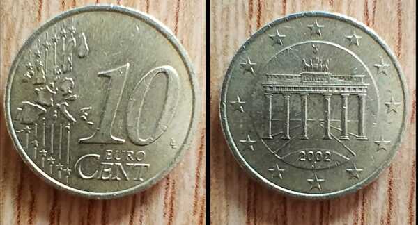 Moneda de 10 céntimos Alemania 2002