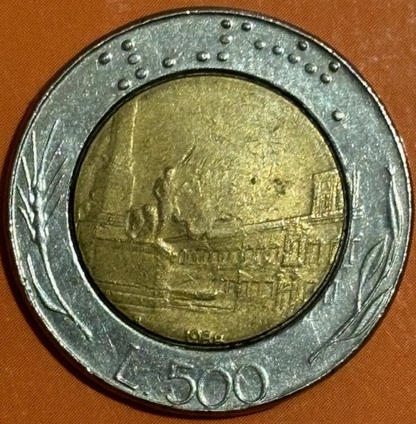 Error Acuñación Moneda 500 Liras Italia
