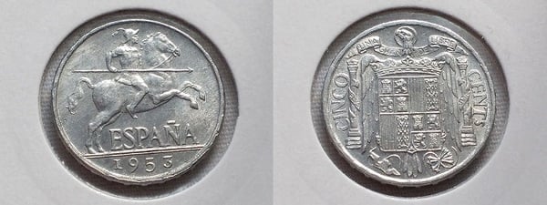 5 Céntimos ESTADO ESPAÑOL 1953 SC (Jinete Ibérico)