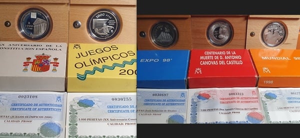 5 Monedas de 1.000 Pts 1997-1998-1998-1998-1999