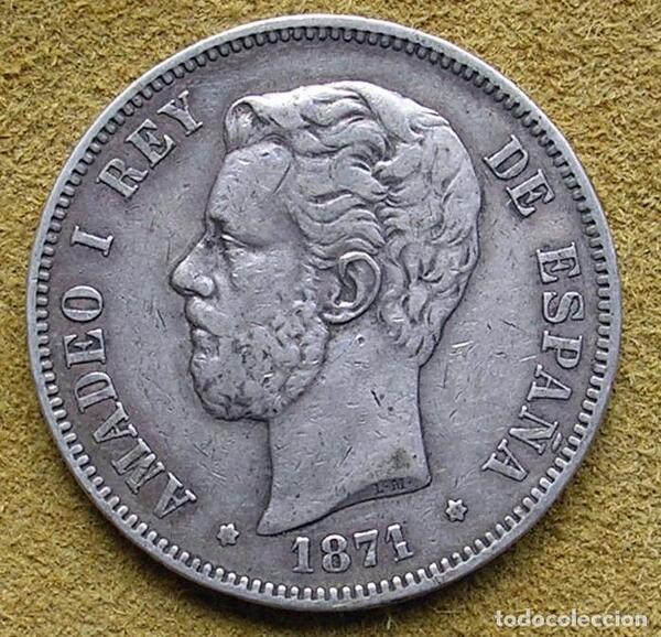 Moneda de plata de AMADEO I REY DE ESPAÑA 1871