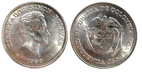 50 centavos 1959 de Colombia