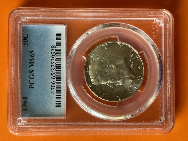 1/2 Dolar Kennedy 1964 PCGS MS65