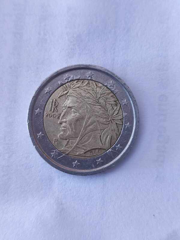 Moneda de 2 euros de Italia del año 2002 rara