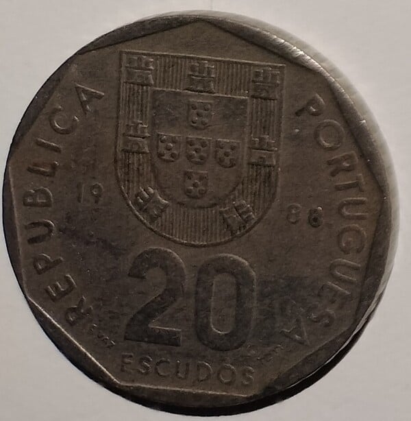 Moneda 20 Escudos año 1988
