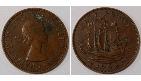 Moneda antigua año 1956