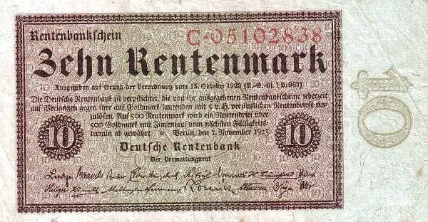 10 Rentenmark Rentenbank