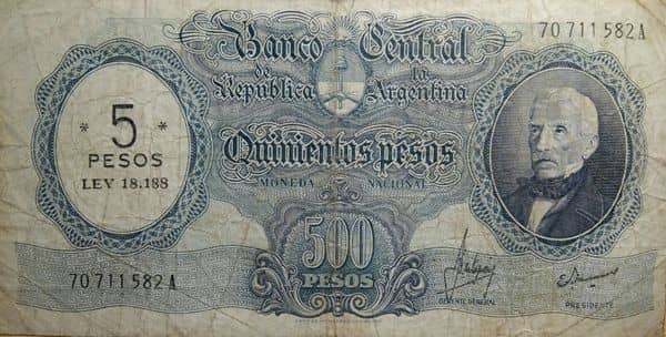 5 Pesos (Overprint on 500 Pesos)