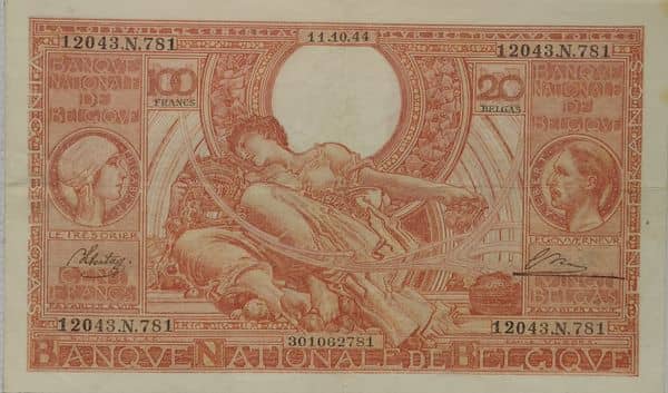 100 Francs - 20 Belgas