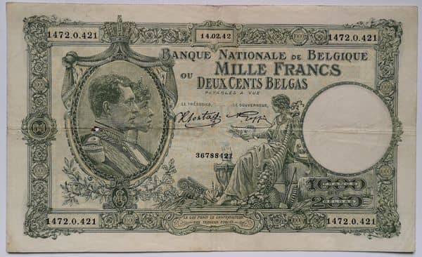 1000 Francs - 200 Belgas