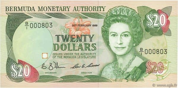 20 Dollars Elizabeth II 2 lines