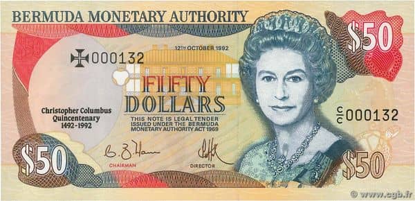 50 Dollars Elizabeth II Quincentenary of Christopher Columbus