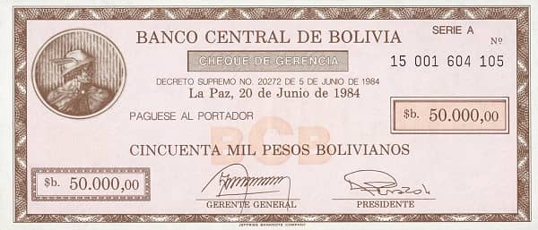 50000 Pesos Bolivianos