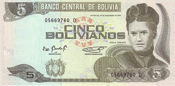 5 bolivianos