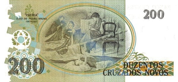 200 cruzeiros (Sobreimpreso en 200 cruzados novos P#221)