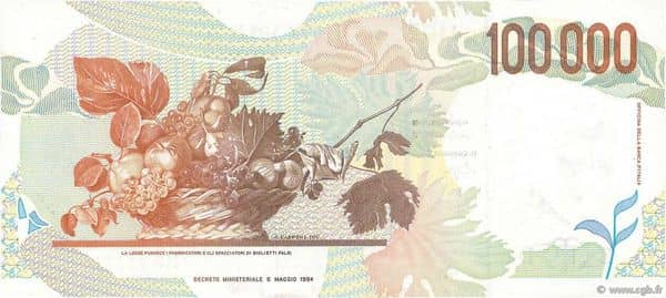 100000 Lire Caravaggio
