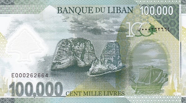 100000 livres (Centenario Fundación Gran Líbano)