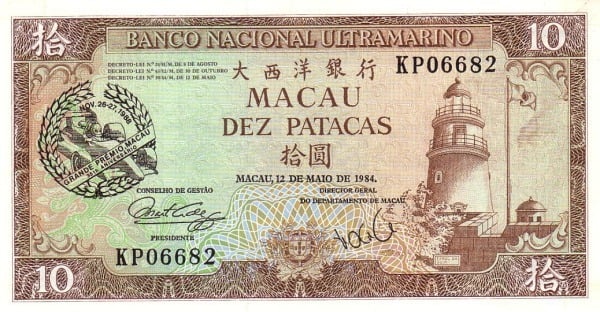 10 patacas (35 Aniversario del Gran Prix de Macao)