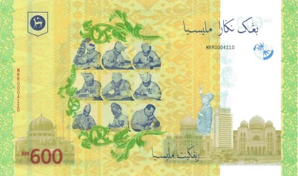 600 ringgit (60 Aniversario Firma de la Independencia)