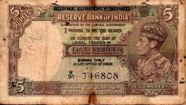 5 Rupees Burma