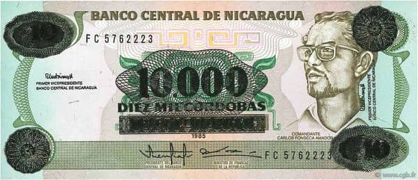 10000 Cordobas overprinted on 10 Cordobas