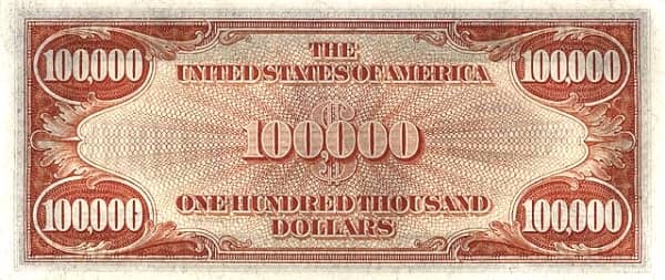 100000 Dollars Gold Certificate
