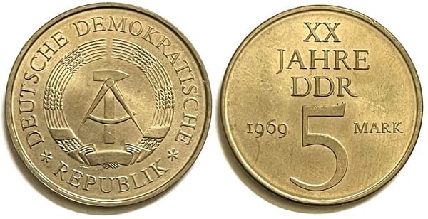 5 mark (20 Aniversario de la República Democrática Alemana)